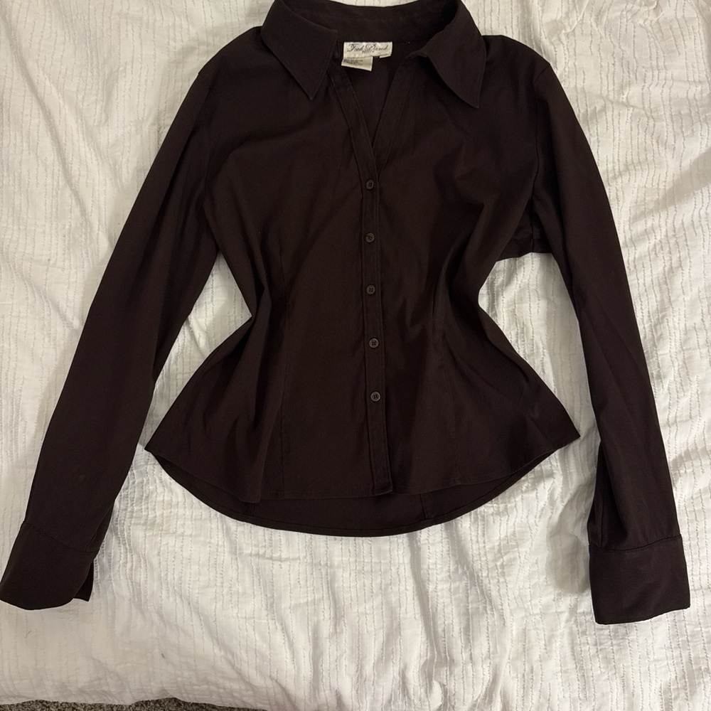 Fred David Dark Brown Women's Button-Down Shirt